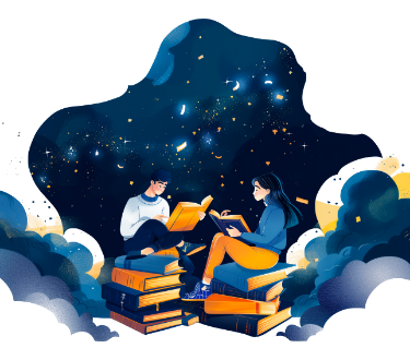 Due persone che leggono sotto un cielo stellato